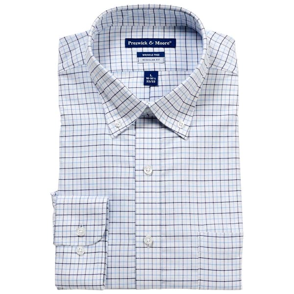 Mens Preswick & Moore Regular Fit Oxford Dress Shirt - Blue Check - image 