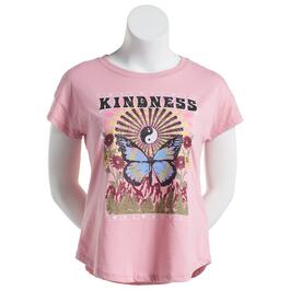 Juniors No Comment Short Sleeve Crew Neck Kind Butterfly Tee