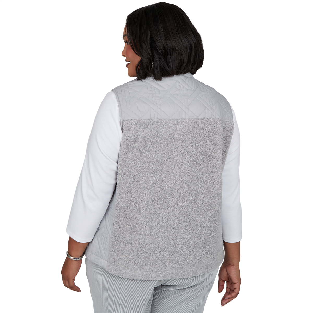 Plus Size Alfred Dunner Vail Sherpa Quilted Zip-Front Vest