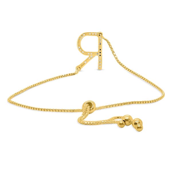 Nova Star® Gold-Plated 1/10ctw. Lab-Grown Diamond R Bolo Bracelet