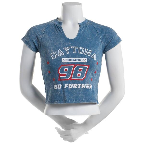 Juniors No Comment Speed Storm Notch Neck Baby Tee - image 