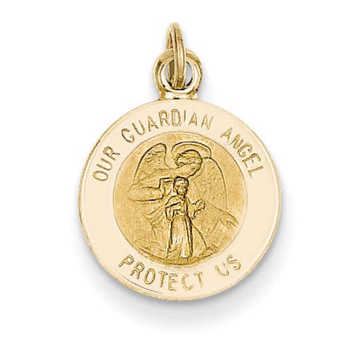 Unisex Gold Classics&#40;tm&#41; 14kt. Gold Guardian Angel Pendant - image 