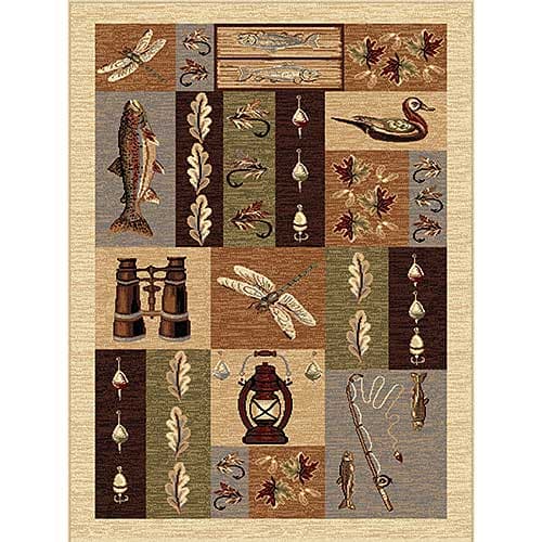 Tayse Nature Fly Fishing Lodge Area Rug - Ivory - image 