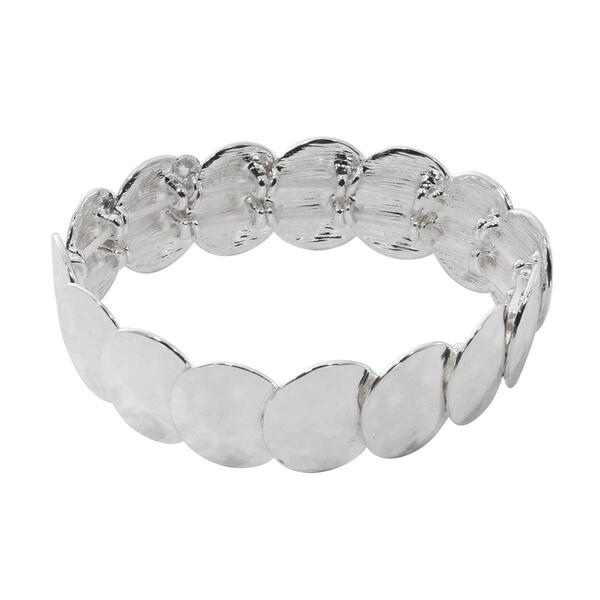 Design Collection Silver-Tone Hammer Detail Stretch Bracelet - image 