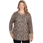 Women''s Ruby Rd. Cozy Time Sweater Trimmed Cozy Animal Print Top - image 1