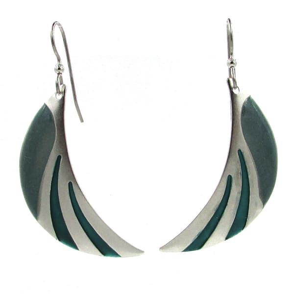 Silver Forest Silver Tone Curl w/Shades Of Blue Dangle Earrings - image 