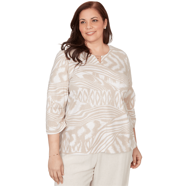 Plus Size Alfred Dunner Natural Wonder Animal Print Split Neck B - image 