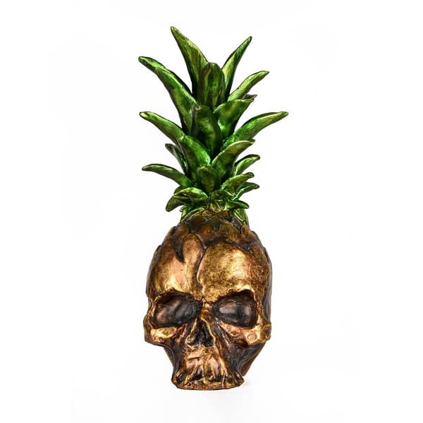 National Tree 14in. Halloween Pineapple Skull Tabletop Decor - image 