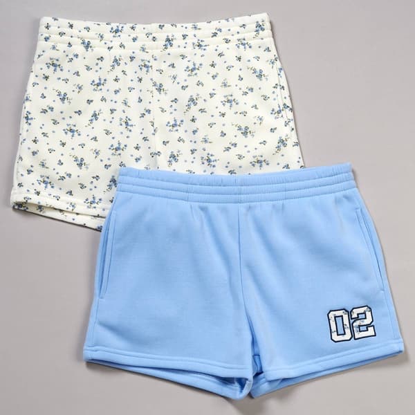 Girls (7-16) No Comment 2pk. Solid/Floral Shorts