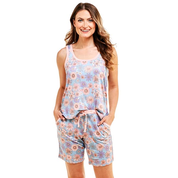 Plus Size IZOD&#40;R&#41; Floral Tank & Bermuda Pajama Set - Light Blue - image 