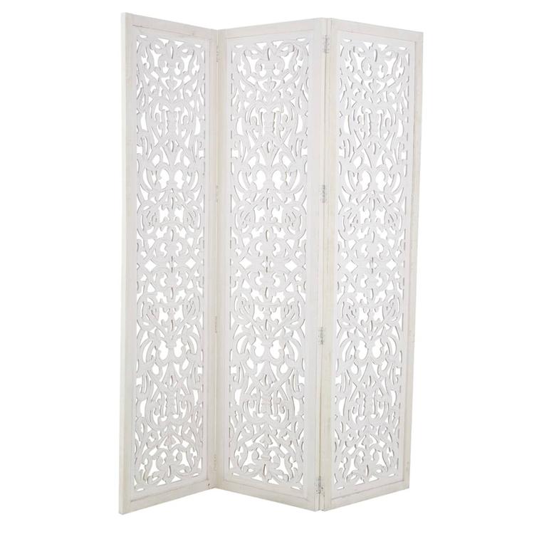 9th & Pike(R) Farmhouse White Wooden Room Divider Screen