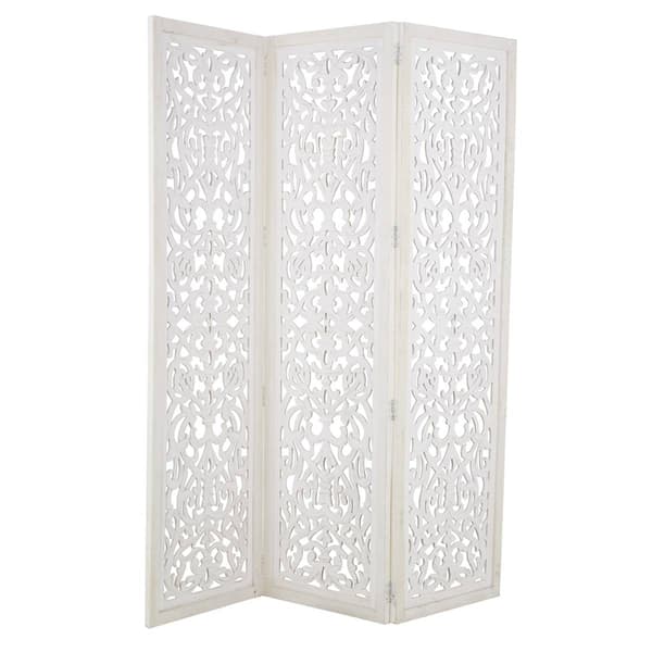 9th & Pike(R) Farmhouse White Wooden Room Divider Screen