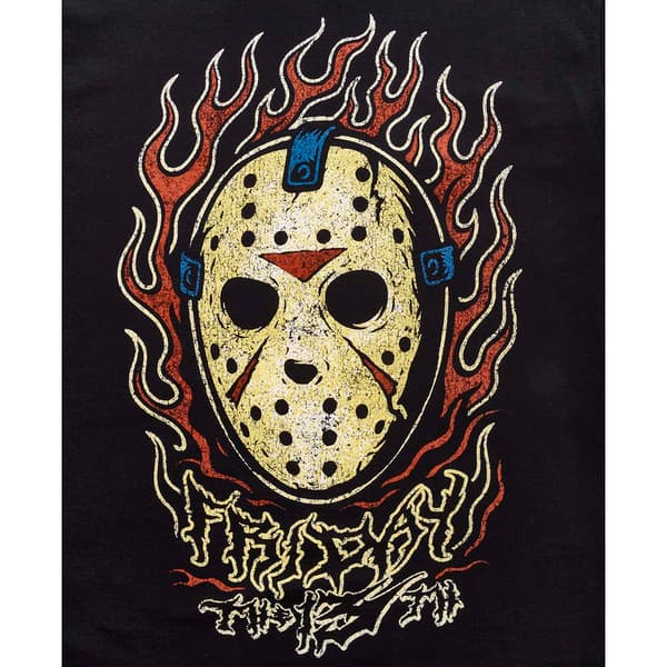 Young Mens Friday the 13th Flames Graphic Tee