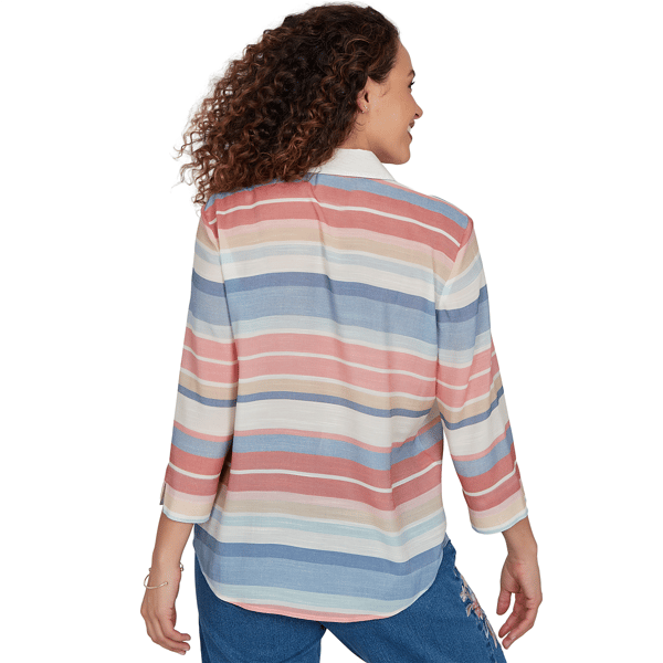 Womens Alfred Dunner Camden Market Stripe Button Front Blouse