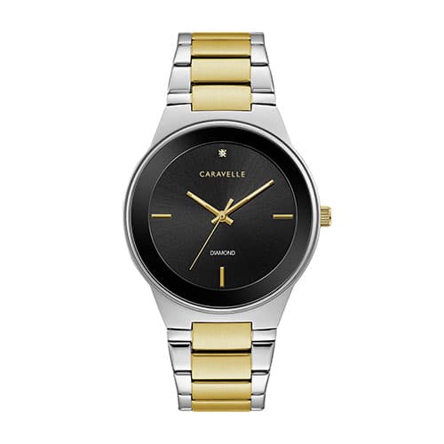 Mens Caravelle Two-Tone Diamond Dial Watch - 45D107