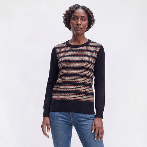 Womens Nautica Long Sleeve Fair Isle Crew Neck Sweater