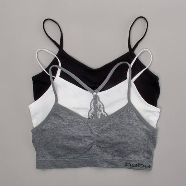 Girls (7-16) Bebe 3pk. Seamless & Lace Back Bralettes - Marled - image 