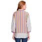 Plus Size Ali Miles 3/4 Sleeve Splice Stripe Button Front Blouse - image 2