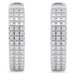 Diamond Classics™ Sterling 1/4ctw. Diamond 3-Row Hoop Earrings