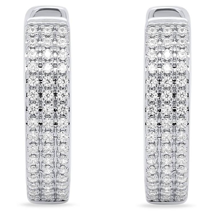Diamond Classics™ Sterling 1/4ctw. Diamond 3-Row Hoop Earrings