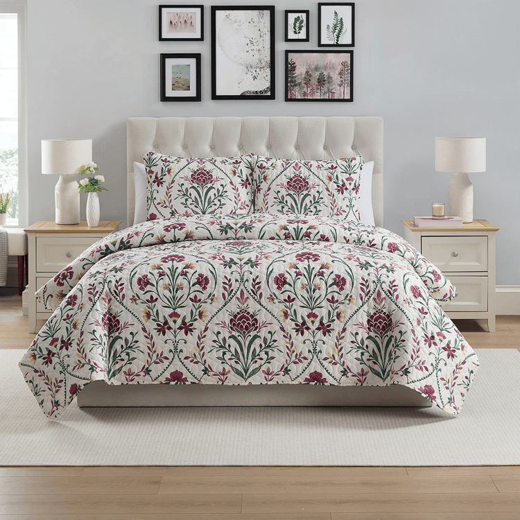 VCNY Home Province 3pc. Coco Floral Damask Printed Quilt Set