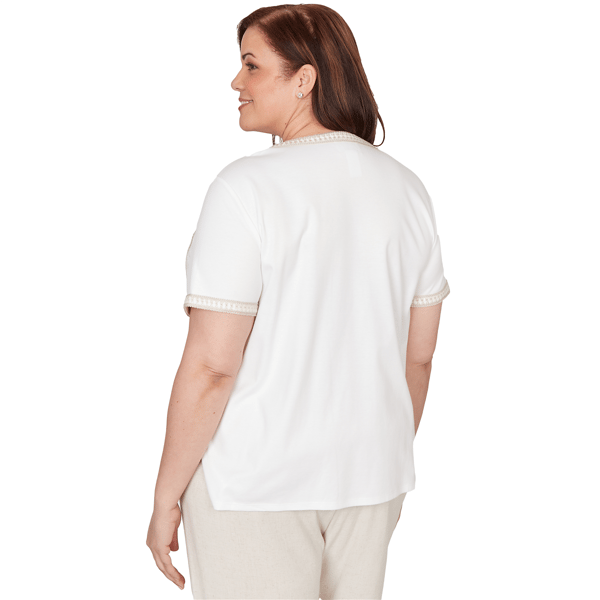 Plus Size Alfred Dunner Natural Wonder Crochet Pocket Tee