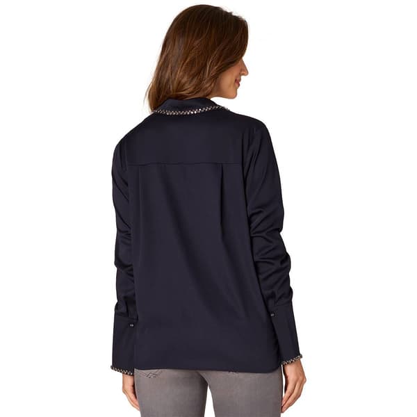 Womens Democracy Long Sleeve French Cuff Banded Button Front Top