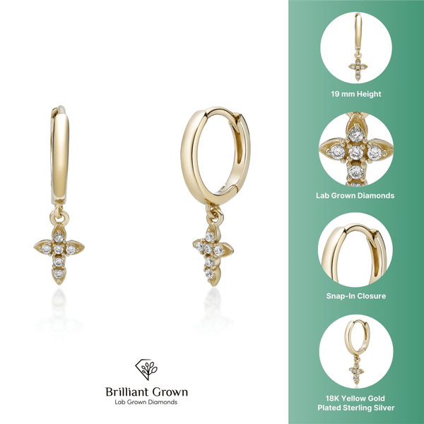 Brilliant Grown Lab-Grown Diamond Cross Accent Earrings