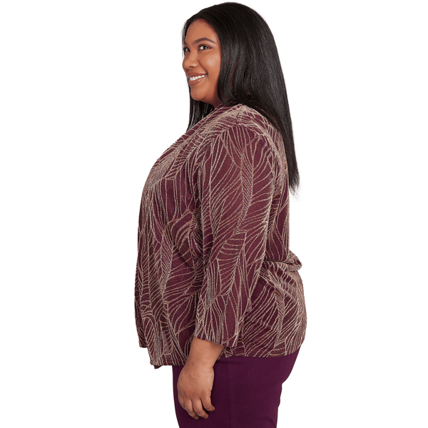 Plus Size Alfred Dunner Urban Legend Leaf Two In One Blouse