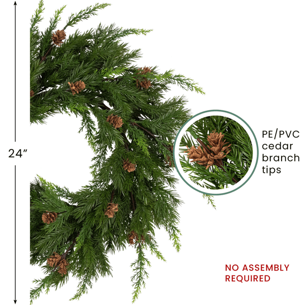 Northlight Real Touch™ 24in. Cypress & Pinecone Christmas Wreath