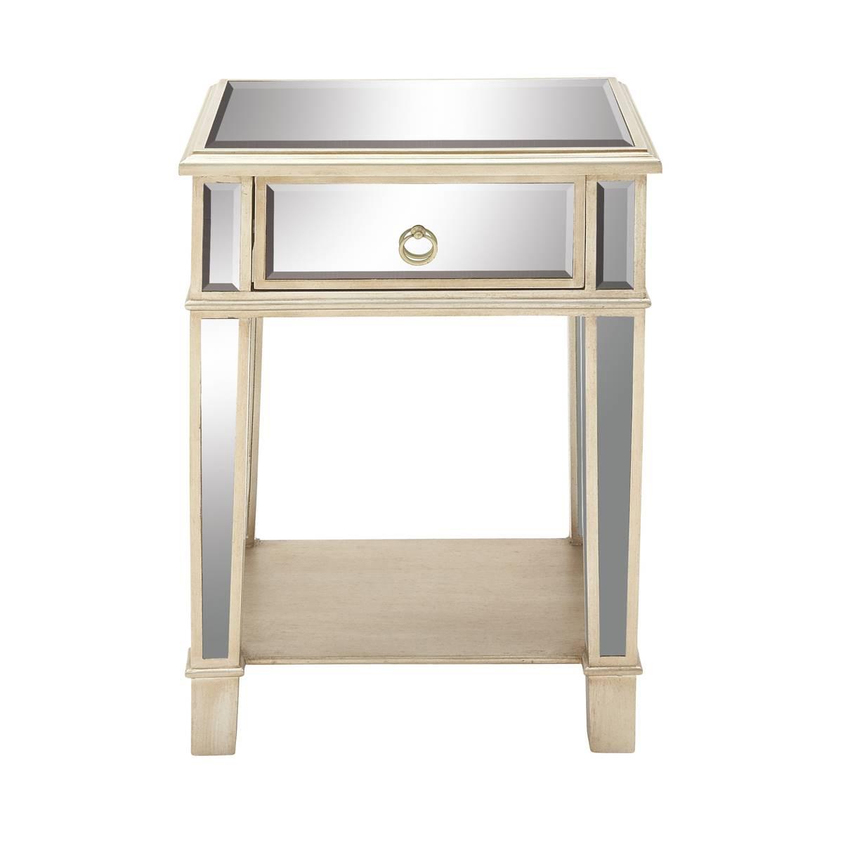 9th & Pike® Beige Wood Glam Inspired Accent Table