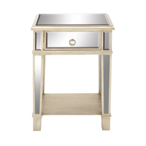 9th & Pike(R) Beige Wood Glam Inspired Accent Table - image 