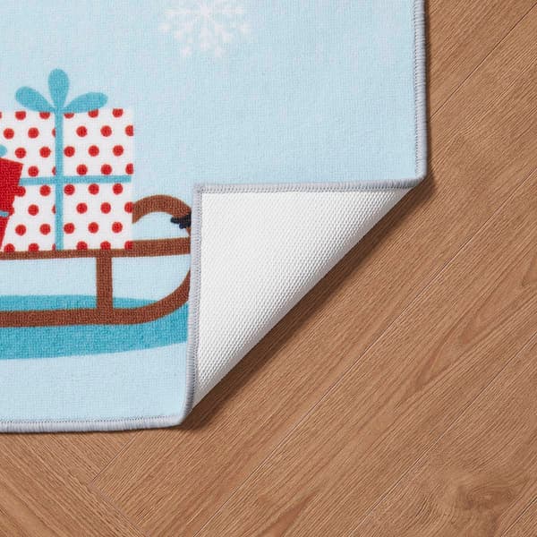 VCNY Home Christmas Sleigh Light Blue Indoor Scatter Rug