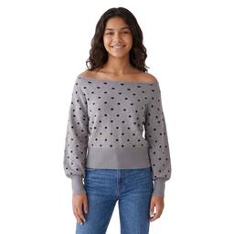 Juniors Heart N Crush Off the Shoulder Polka Dot Sweater