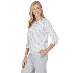 Womens Alfred Dunner Weekend Warrior 3/4 Sleeve Stripe Blouse
