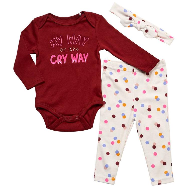 Baby Girl (NB-9M) bon bebe(R) Wild Child 3pc. Cry Way Bodysuit Set