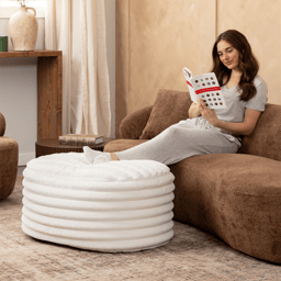 Jaxx Paran Accent Pouf Fluffy Faux Fur Ottoman