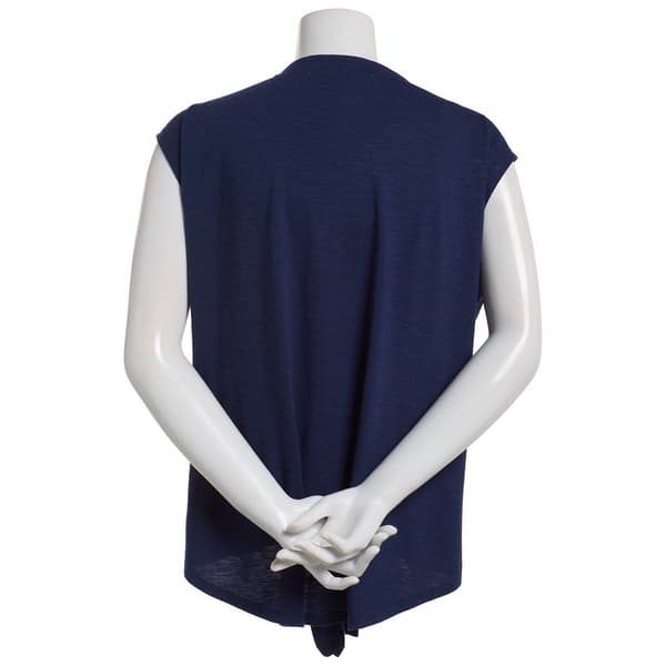 Womens French Laundry Solid Drop Shoulder Tie Front Blouse