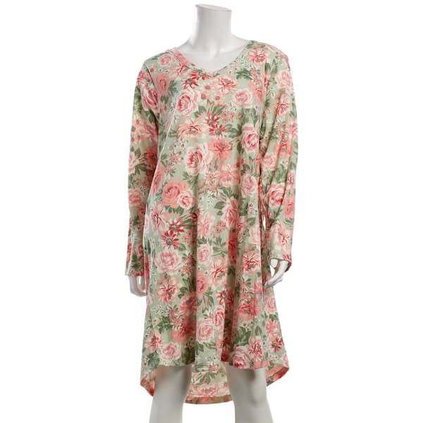 Plus Size Karen Neuburger Long Sleeve Forest Rose Nightshirt - image 