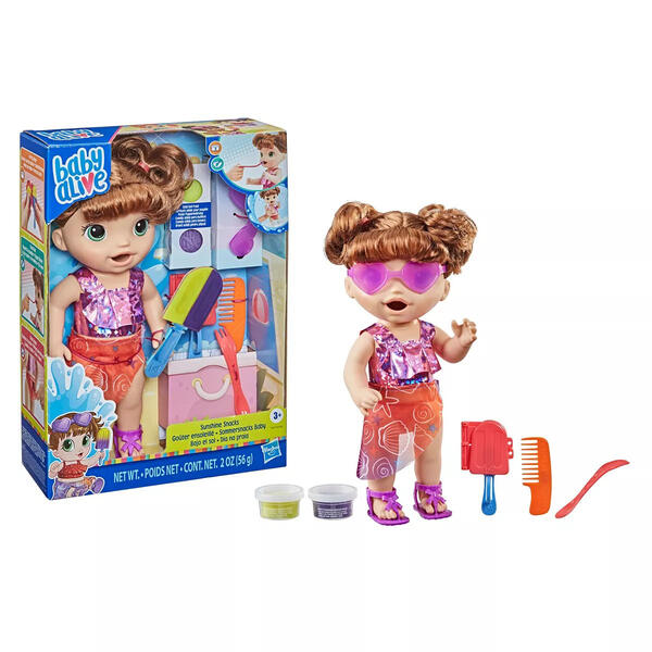 Hasbro Baby Alive Sunshine Snacks Brown Hair Doll - image 