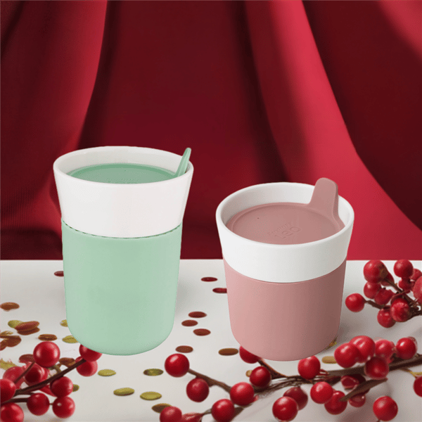 BergHOFF Leo 8.4oz. Porcelain Pink Travel Mug - Set of 2