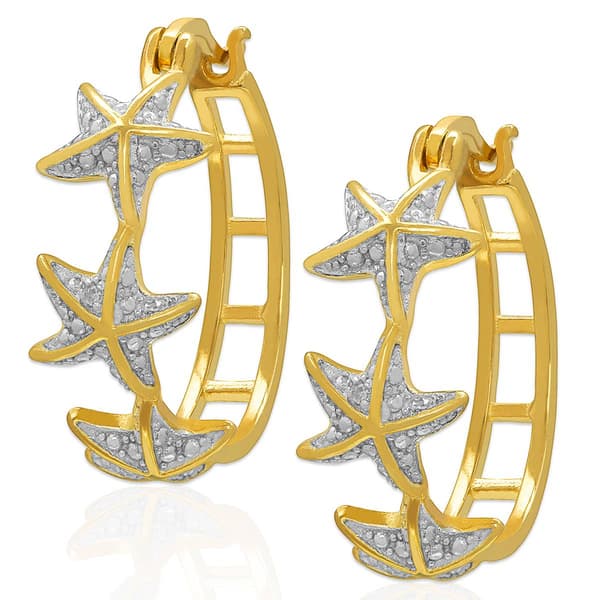 Gianni Argento Diamond Accent Starfish Link Hoop Earrings - image 