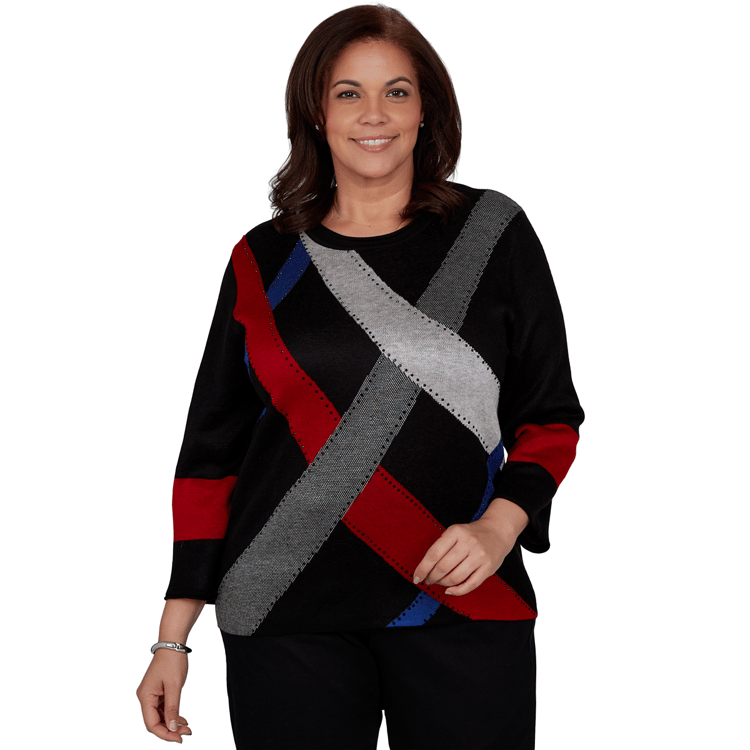 Plus Size Alfred Dunner Dinner Theater Color Block Sweater