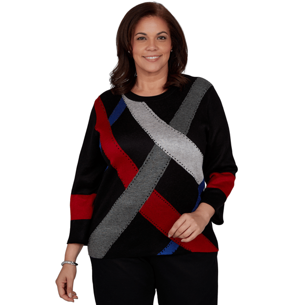 Plus Size Alfred Dunner Dinner Theater Color Block Sweater - image 