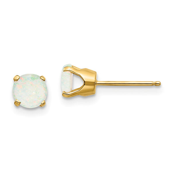 Gemstone Classics&#40;tm&#41; Yellow Gold 5mm Opal Stud Earrings - image 