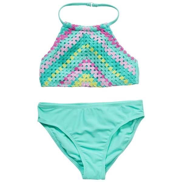Girls &#40;7-16&#41; Angel Beach 2pc. High Neck Crochet Swim Set - image 