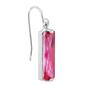 Athra Fine Silver Plated Pink Crystal Rectangle Drop Earrings - image 2