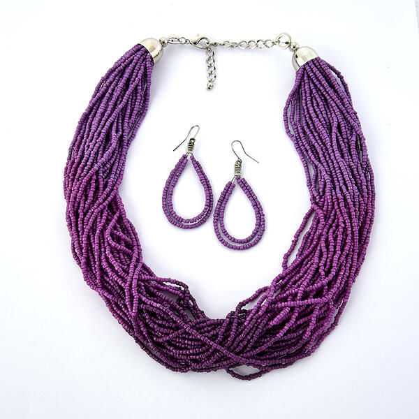 Ashley Cooper&#40;tm&#41;  Purple Ombre Seed Bead Necklace & Earrings Set - image 