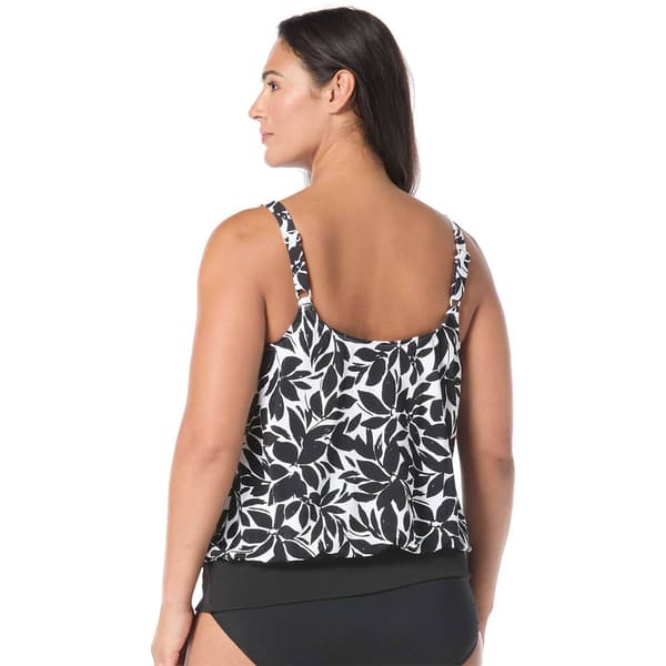 Plus Size Beach House Key West Banded Hem Leaf Tankini Swim Top