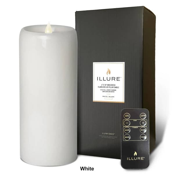 Illure 4x10 Wax Core Pillar LED Candle w/ Remote